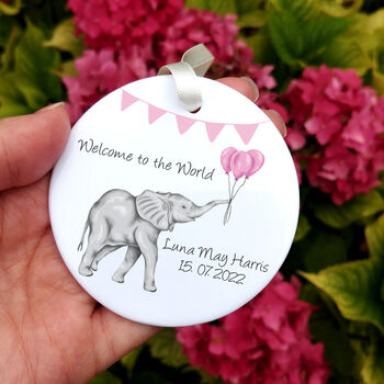 Personalised New Baby Elephant Decoration, 3 of 6
