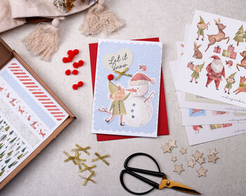 Diy Make Your Own Christmas Greeting Card Making Kit With Elves, 3 of 11