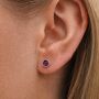 Gold Plated Sterling Silver February Amethyst Birthstone Stud Earrings, thumbnail 1 of 5