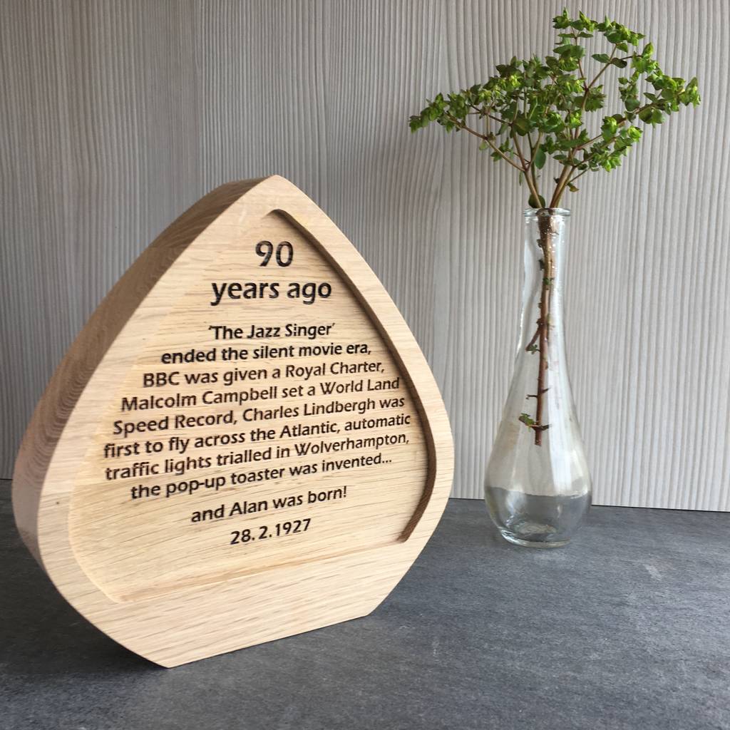 Personalised Oak Birthday Anniversary Award Plaque By Cleancut Wood