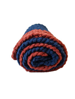 Snagl Baby Blanket In Rusty Red And Blue Petrol, 10 of 10