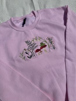 Whimsical Frogs And Toadstools Embroidered Sweatshirt, 6 of 7