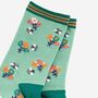 Women's Bee And Posey Floral Print Bamboo Socks, thumbnail 4 of 5
