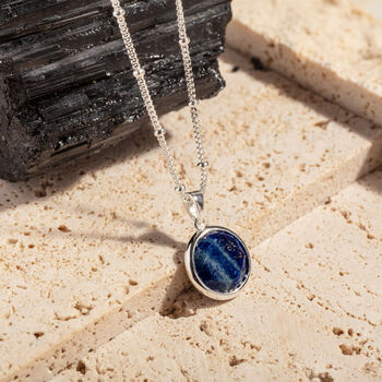 Recycled Silver Lapis Lazuli Pendant Necklace, 3 of 7