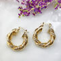 Gold Plated Rugged Hoop Earrings, thumbnail 2 of 5