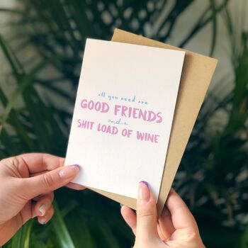 Friendship Wine Card 'All You Need Is Good Friends', 3 of 4
