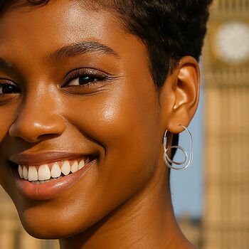 Double Loop Gold Plated Silver Hoop Earrings, 5 of 7