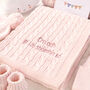 Personalised Unisex White Luxury Baby Cable Blanket, thumbnail 11 of 12