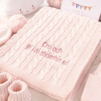 Personalised Unisex White Luxury Baby Cable Blanket, 11 of 12