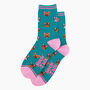 French Bulldogs Bamboo Ankle Socks Women's Teal, thumbnail 4 of 4