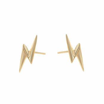 18ct Gold Lightning Bolt Stud Earrings, 2 of 5