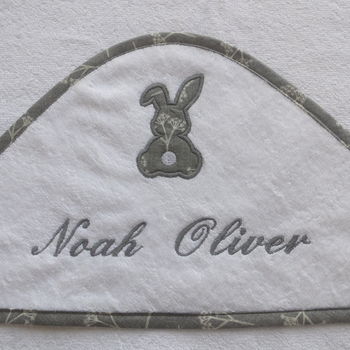 Personalised Baby Hooded Towel With Bunny Motif, 2 of 2
