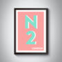 N2 Hampstead, Finchley London Postcode Print, thumbnail 10 of 11