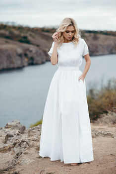 Maxi Linen Wedding Dress, 4 of 12
