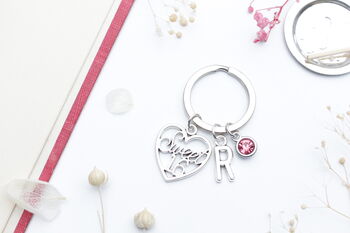 Personalised Sweet Sixteen 16th Birthday Girl Keyring Sixteenth Present, 7 of 9