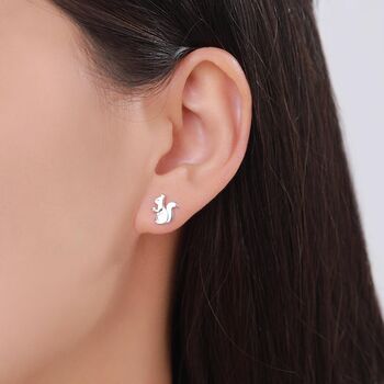 Cute Squirrel Stud Earrings In Sterling Silver, 6 of 12