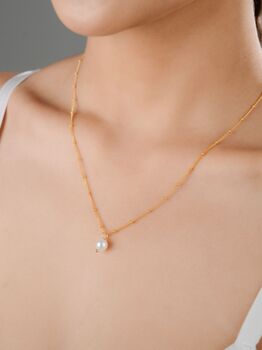 Bridal Natural Pearl Grade A Satellite Chain Gold Vermeil, Rhodium Necklace, 10 of 12