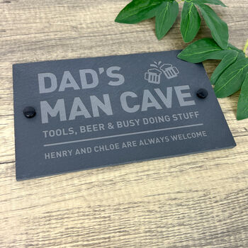 Personalised Dad's Man Cave Beer Slate Wall Sign 25 X 15cm, 3 of 8
