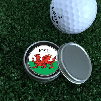 Personalised Welsh Flag Wales Golf Ball Marker, 2 of 4