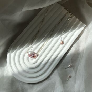 Silver Pink Baroque Pearl Necklace, 4 of 6