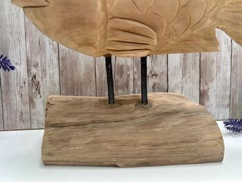 Large 30cm Hand Carved Carp Fish On Stand – Teak Root Ornament Sculpture, 6 of 9