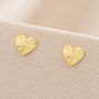 Gold Plated Sterling Silver Sunburst Heart Stud Earrings, thumbnail 1 of 8