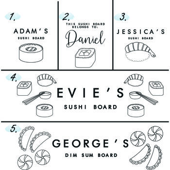 Personalised Wooden Sushi Board With Dipping Pots Perfect Father's Day Gift, Great Gift For Dad Or Grandad, 4 of 5