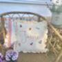 Hand Embroidered Personalised Cushion Lemon Stripe Ruffle Trim, thumbnail 2 of 7