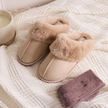 Luxury Faux Fur Women's Memory Foam Mule Slippers, 2 of 12