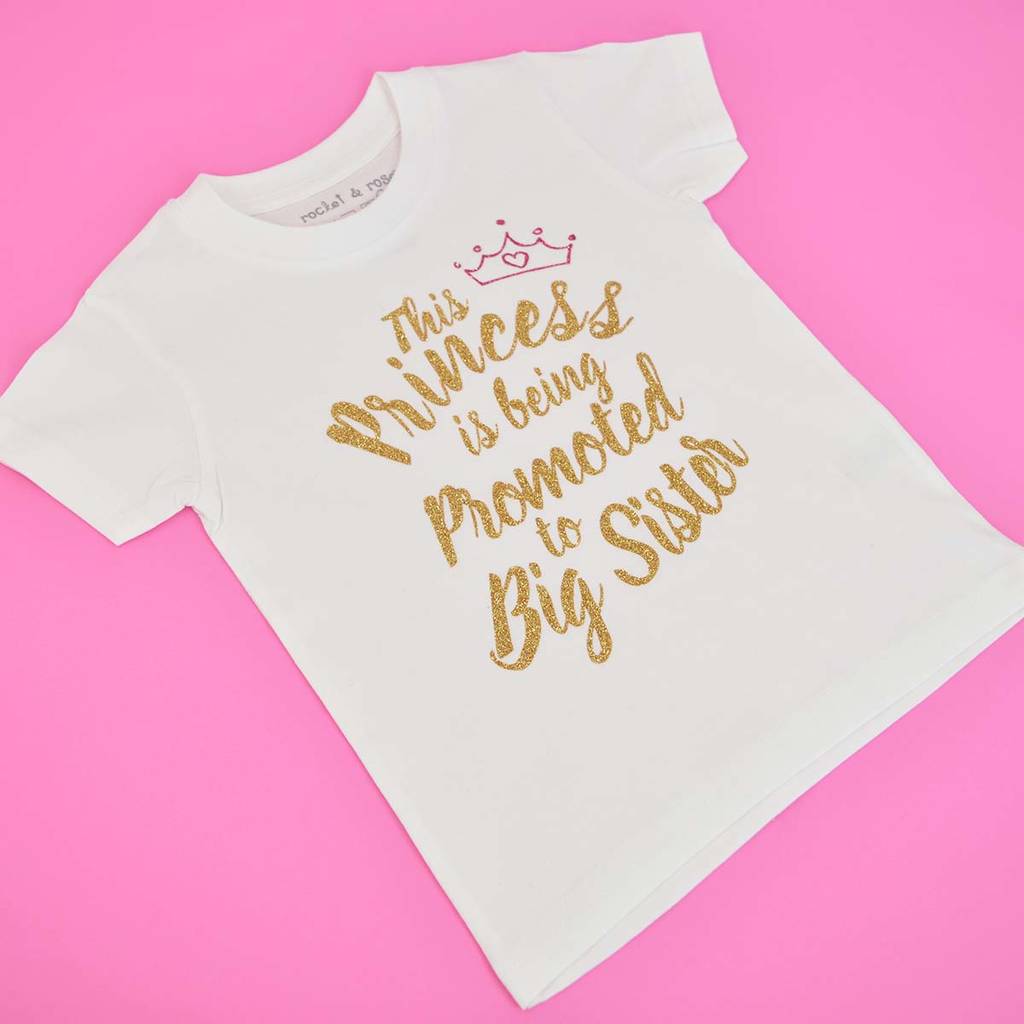 Personalised Promoted to Big Sister t shirt top baby pregnancy announcement