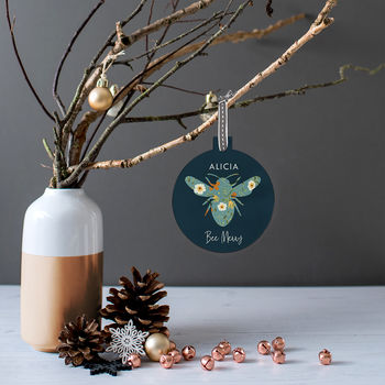 Personalised 'Bee Merry' Christmas Bauble, 2 of 5