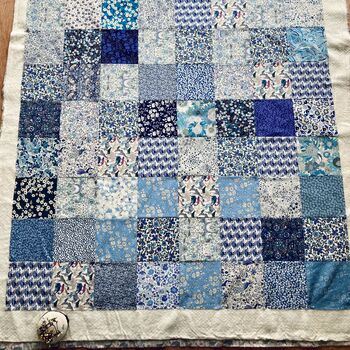 Liberty Handmade Quilt In Blues Cotbed / Throw Size, 2 of 2