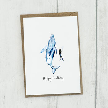 Personalised Whale And Diver Greetings Card, 3 of 4