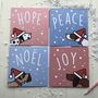 A Set Of Four Modern Dog Themed Christmas Cards, thumbnail 1 of 5
