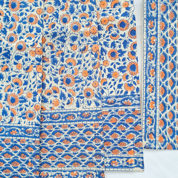 Set Of Indian Hand Block Printed Placemats, Blue, 4 of 11