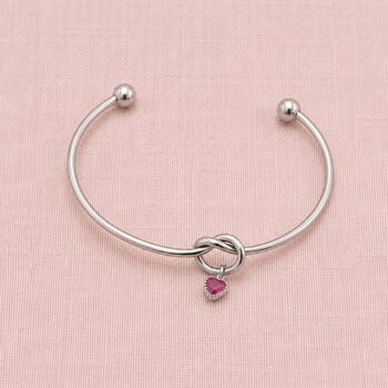 Friendship Knot Bangle With Birthstone Hearts, 4 of 9