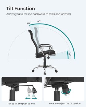 Ergonomic Swivel Desk Chair With Tilt And Height Adjust, 4 of 11