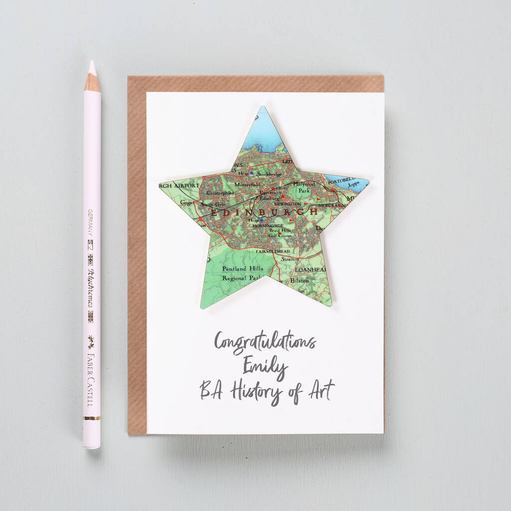 Personalised Graduation Congratulations Map Star Card, 1 of 4