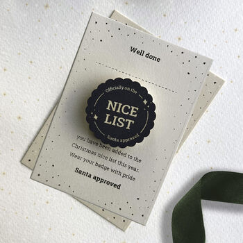Nice List Christmas Pin Badge, 2 of 2