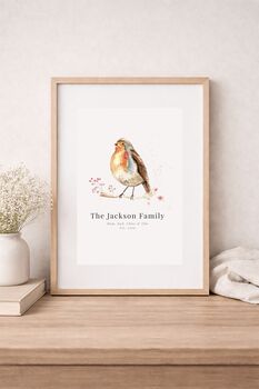 Personalised Robin Family Print, Family Wall Art, 2 of 5