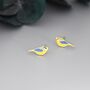 Blue Tit Bird Stud Earrings In Sterling Silver, thumbnail 7 of 12