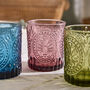 Vivaldi Colourful Embossed Short Glass Tumblers, thumbnail 4 of 5