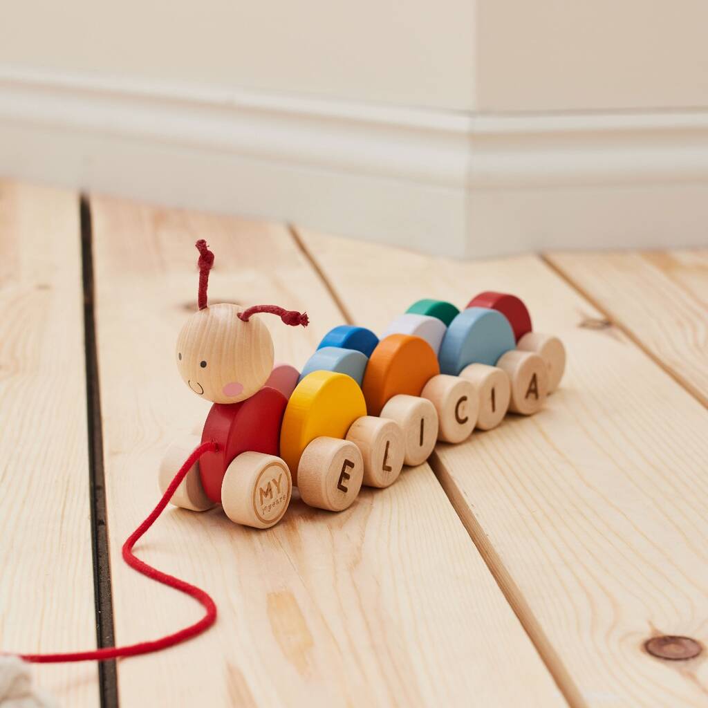 Personalised Colourful Pull Along Caterpillar Toy, 1 of 4