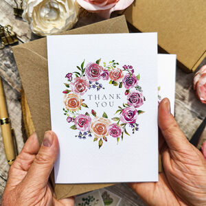 8x Rose Garden Thank You Cards And Envelopes By Paper Willow ...