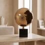 Textured Brass Sphere Sculpture On Marble Base, thumbnail 8 of 12