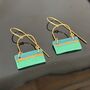 Handmade Gold And Green Block Earrings, thumbnail 2 of 8