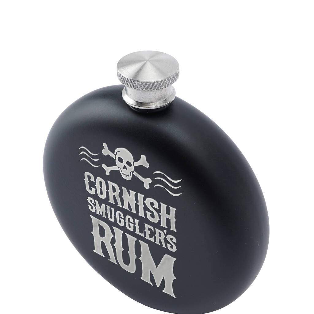 Cornish Smuggler's Rum Black 6oz Hip Flask By CGB Giftware