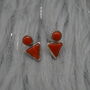 Red Coral Silver Stud Earrings, thumbnail 1 of 4