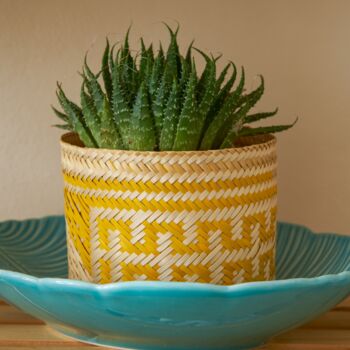 Woven Natural Straw Yellow Baskets, 8 of 9
