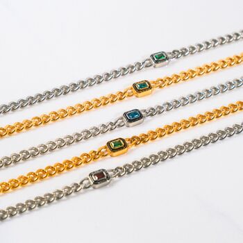 Mens Silver Emerald Green Chain Necklace Stainless Steel, 5 of 12